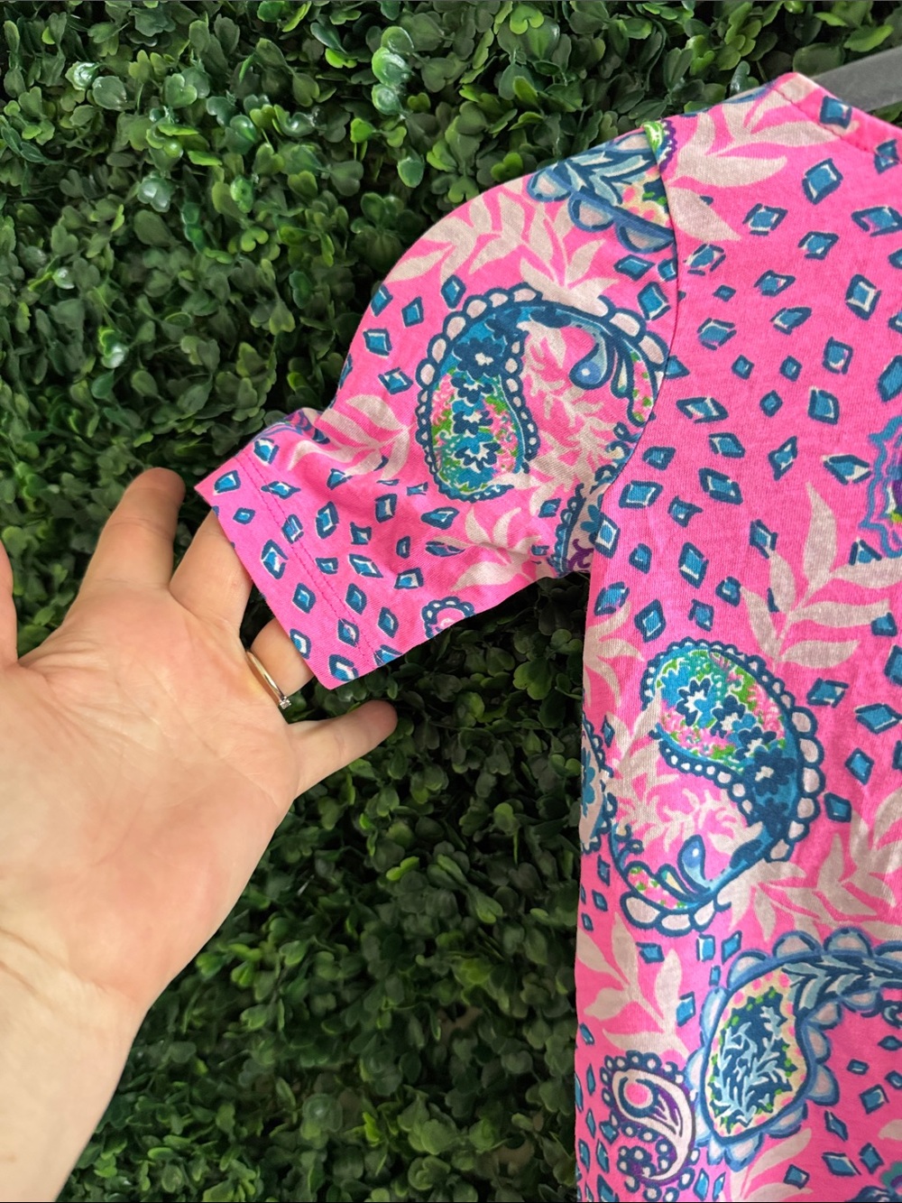 Lilly Pulitzer 🌺 Pink Multi Paisley Shift Dress GIRLS SZ 4/5 EUC PEACOCK COTTON - Picture 4 of 6